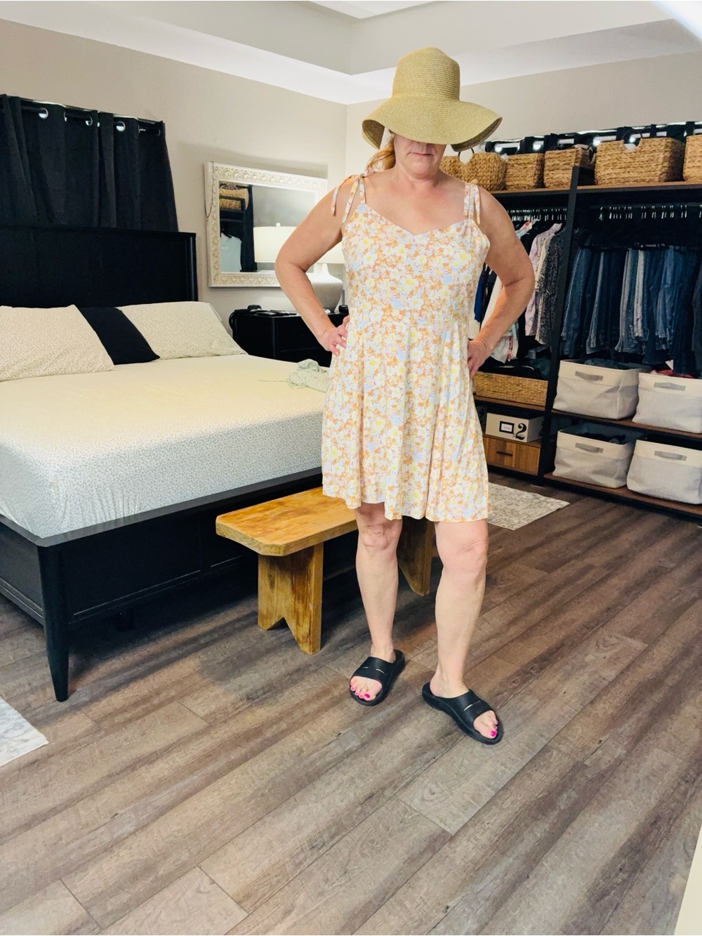 GAP Yellow Floral Tie-Shoulder Mini Dress XL